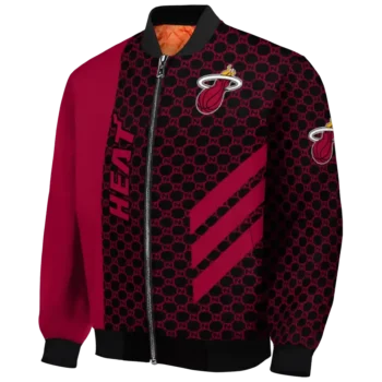 miami heat triple side stripes red black bomber jacket best selling