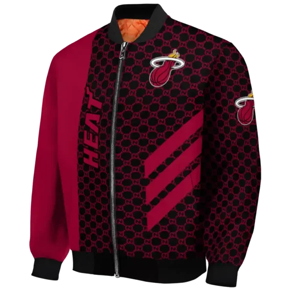 miami heat triple side stripes red black bomber jacket best selling