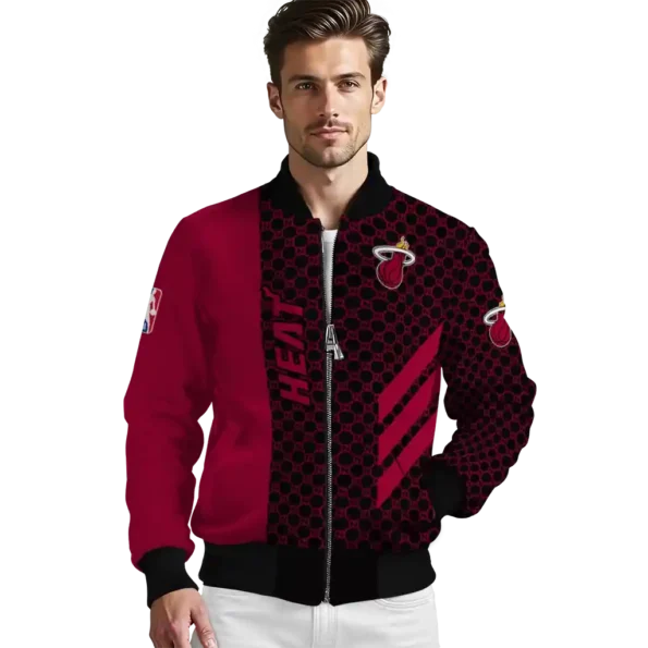 miami heat triple side stripes red black bomber jacket high quality