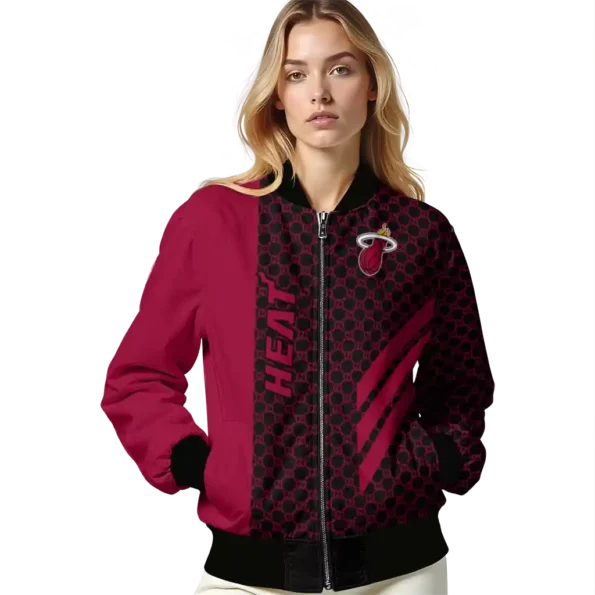 miami heat triple side stripes red black bomber jacket latest model
