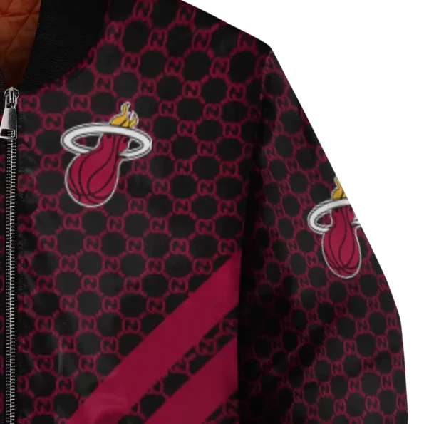 miami heat triple side stripes red black bomber jacket premium grade