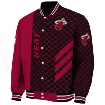 miami heat triple side stripes red black varsity jacket best selling.webp