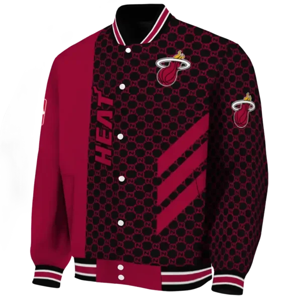 miami heat triple side stripes red black varsity jacket best selling.webp
