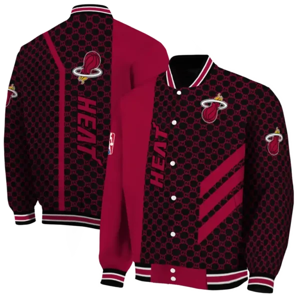miami heat triple side stripes red black varsity jacket fashion forward.webp