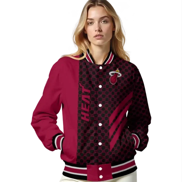 miami heat triple side stripes red black varsity jacket latest model.webp