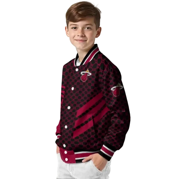 miami heat triple side stripes red black varsity jacket trendy.webp