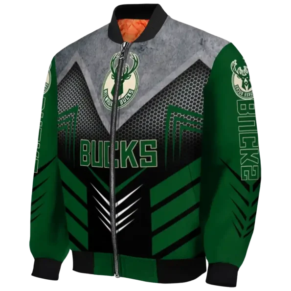 milwaukee bucks arrow layer green black bomber jacket best selling