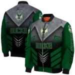 milwaukee bucks arrow layer green black bomber jacket best selling
