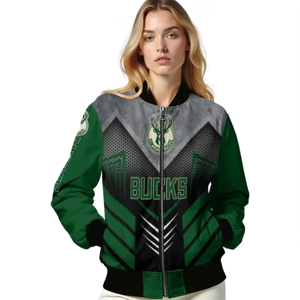 milwaukee bucks arrow layer green black bomber jacket latest model