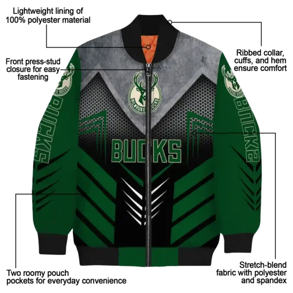 milwaukee bucks arrow layer green black bomber jacket new arrival