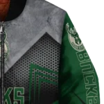 milwaukee bucks arrow layer green black bomber jacket best selling
