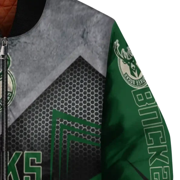 milwaukee bucks arrow layer green black bomber jacket premium grade