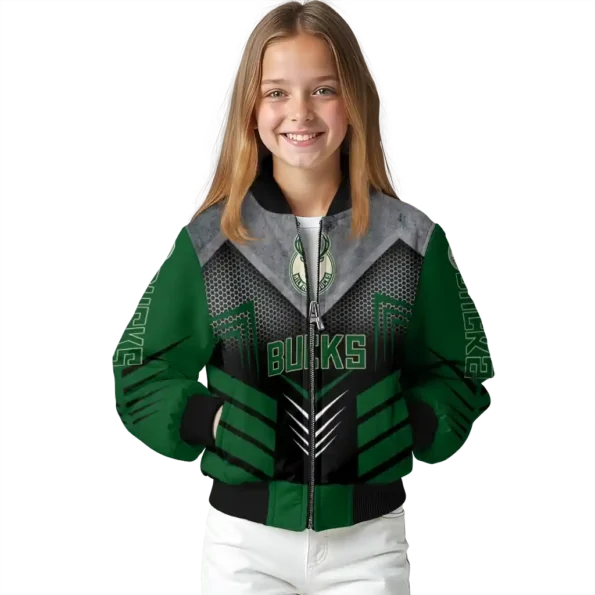 milwaukee bucks arrow layer green black bomber jacket top rated