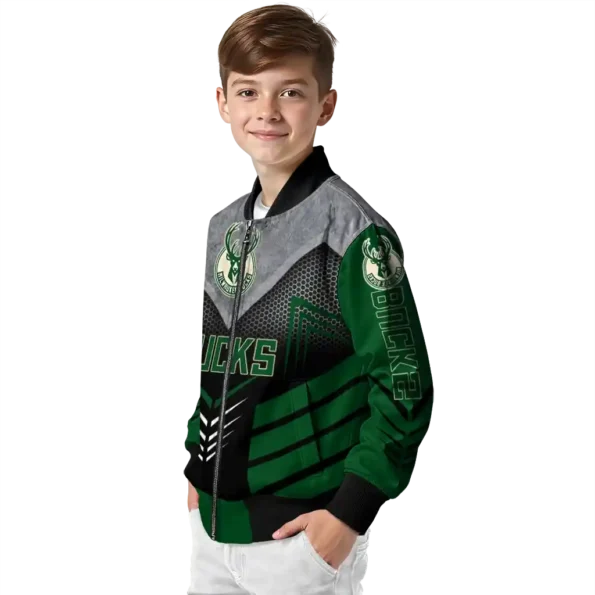 milwaukee bucks arrow layer green black bomber jacket trendy
