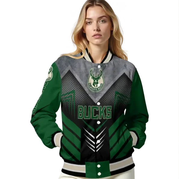 milwaukee bucks arrow layer green black varsity jacket latest model.webp