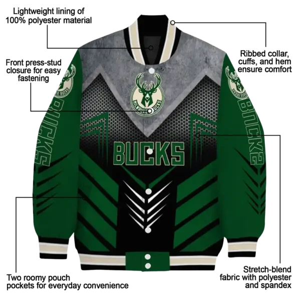 milwaukee bucks arrow layer green black varsity jacket new arrival.webp