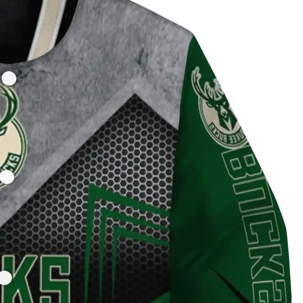 milwaukee bucks arrow layer green black varsity jacket premium grade.webp