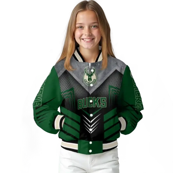 milwaukee bucks arrow layer green black varsity jacket top rated.webp