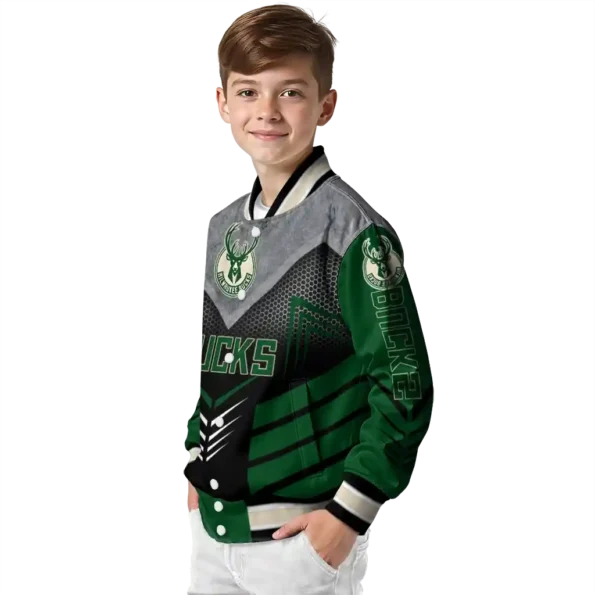 milwaukee bucks arrow layer green black varsity jacket trendy.webp