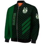 milwaukee bucks triple side stripes green black bomber jacket best selling