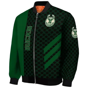 milwaukee bucks triple side stripes green black bomber jacket best selling
