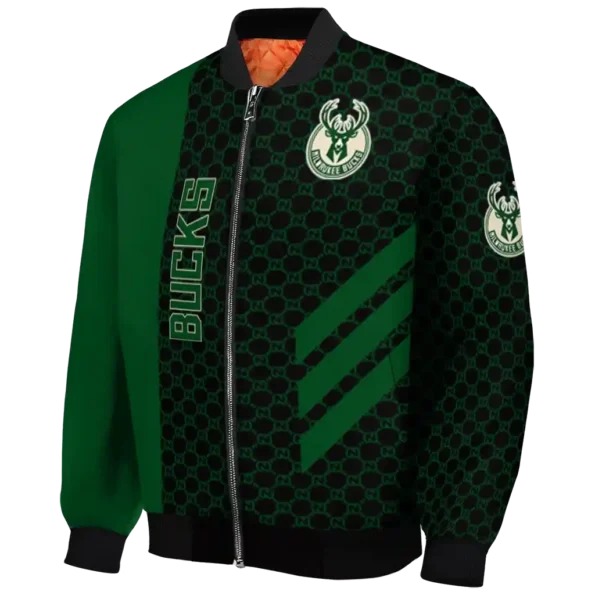 milwaukee bucks triple side stripes green black bomber jacket best selling