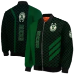 milwaukee bucks triple side stripes green black bomber jacket best selling