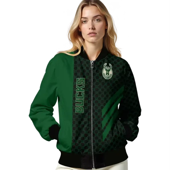 milwaukee bucks triple side stripes green black bomber jacket latest model