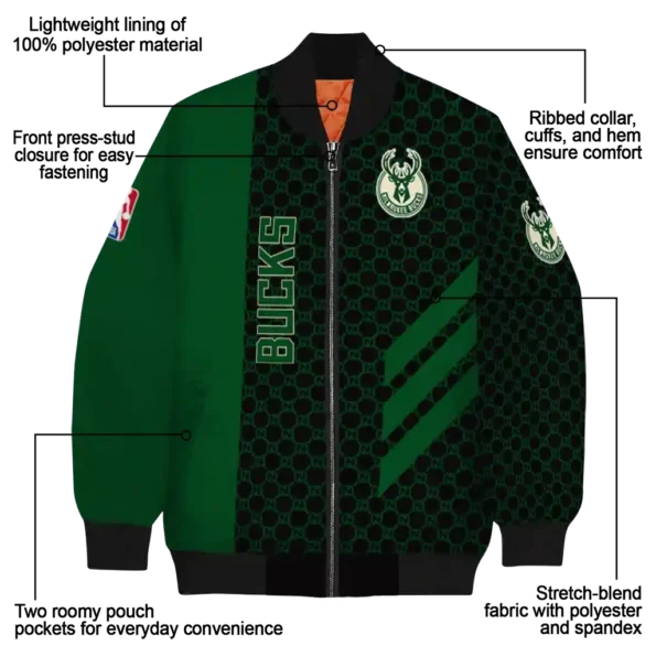 milwaukee bucks triple side stripes green black bomber jacket new arrival
