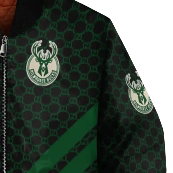 milwaukee bucks triple side stripes green black bomber jacket premium grade