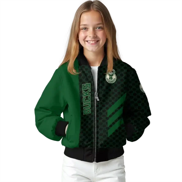 milwaukee bucks triple side stripes green black bomber jacket top rated