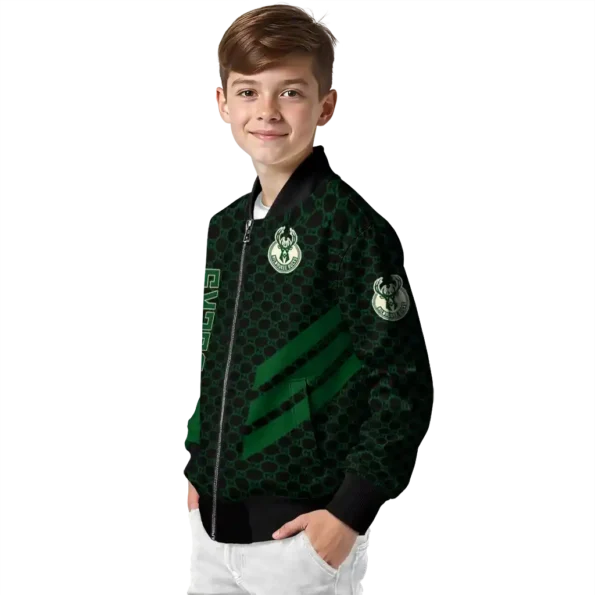 milwaukee bucks triple side stripes green black bomber jacket trendy