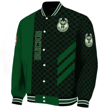 milwaukee bucks triple side stripes green black varsity jacket best selling.webp