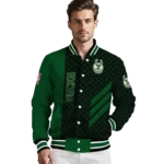 milwaukee bucks triple side stripes green black varsity jacket best selling.webp
