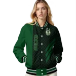 milwaukee bucks triple side stripes green black varsity jacket best selling.webp