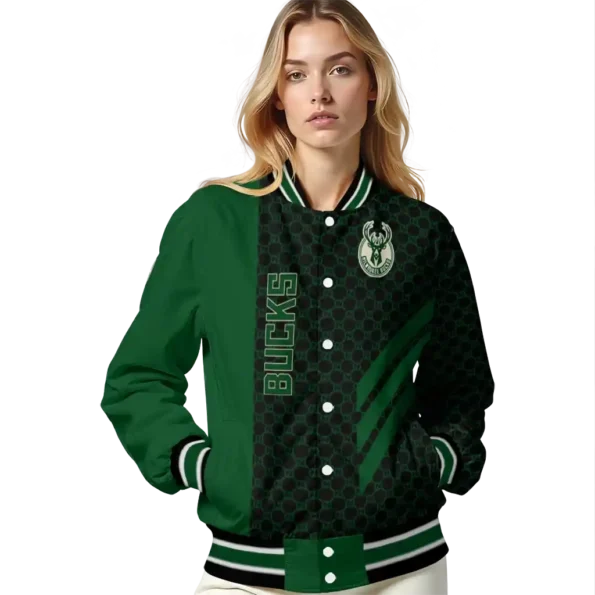 milwaukee bucks triple side stripes green black varsity jacket latest model.webp