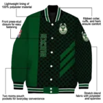 milwaukee bucks triple side stripes green black varsity jacket best selling.webp