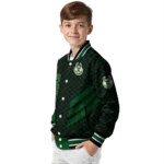 milwaukee bucks triple side stripes green black varsity jacket best selling.webp
