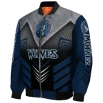 minnesota timberwolves arrow layer midnight blue black bomber jacket best selling