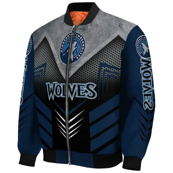 minnesota timberwolves arrow layer midnight blue black bomber jacket best selling