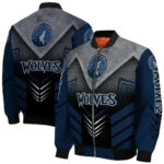 minnesota timberwolves arrow layer midnight blue black bomber jacket best selling