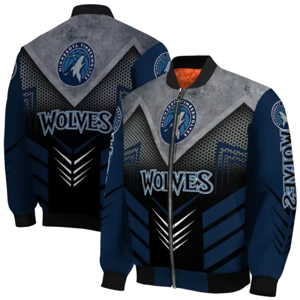 minnesota timberwolves arrow layer midnight blue black bomber jacket fashion forward