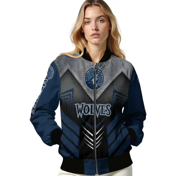 minnesota timberwolves arrow layer midnight blue black bomber jacket latest model