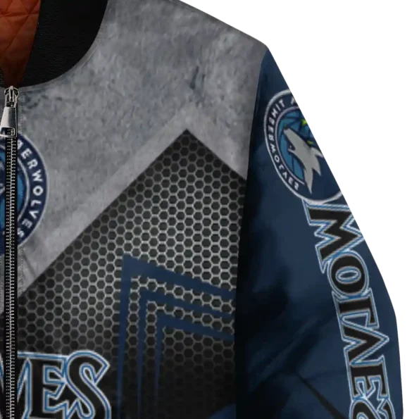minnesota timberwolves arrow layer midnight blue black bomber jacket premium grade