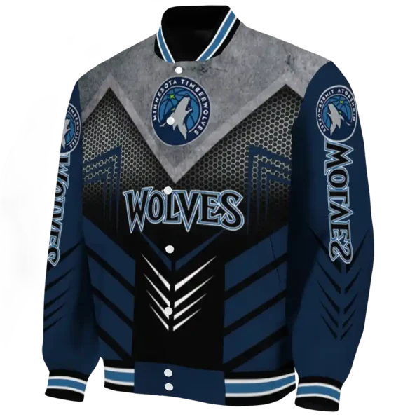 minnesota timberwolves arrow layer midnight blue black varsity jacket best selling.webp