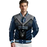 minnesota timberwolves arrow layer midnight blue black varsity jacket best selling.webp