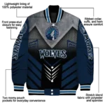 minnesota timberwolves arrow layer midnight blue black varsity jacket best selling.webp