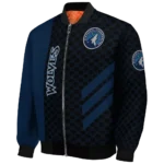 minnesota timberwolves triple side stripes midnight blue black bomber jacket best selling
