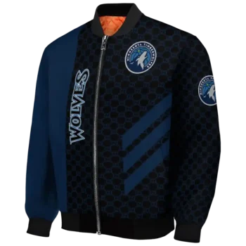 minnesota timberwolves triple side stripes midnight blue black bomber jacket best selling
