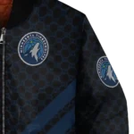minnesota timberwolves triple side stripes midnight blue black bomber jacket best selling